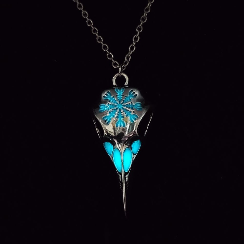 Wholesale Viking raven skull eagle beak glow-in-the-dark necklace
