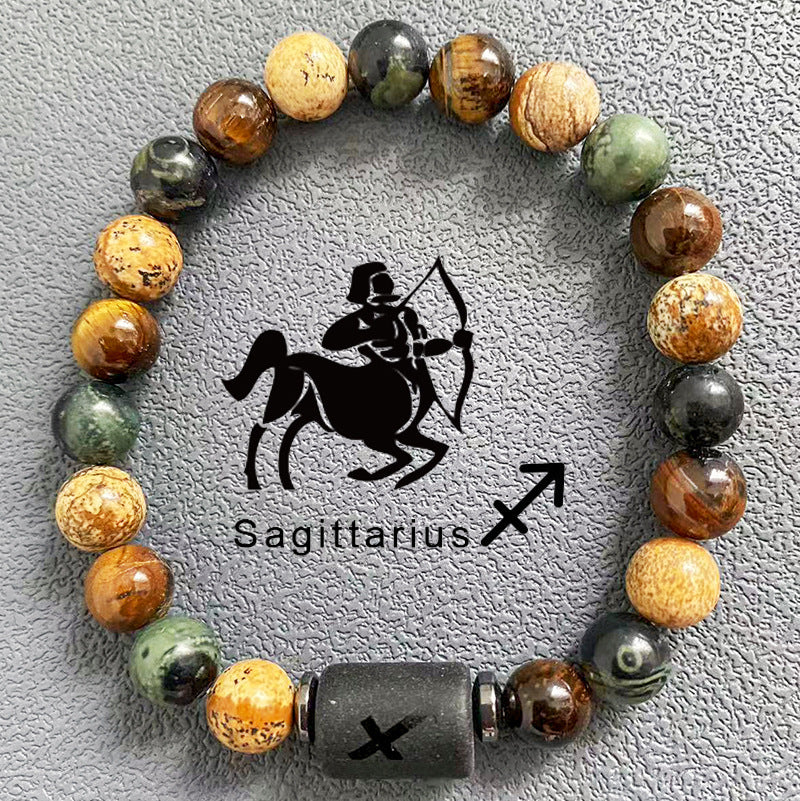 Wholesale Twelve Constellation Obsidian Men's Beading Bracelet