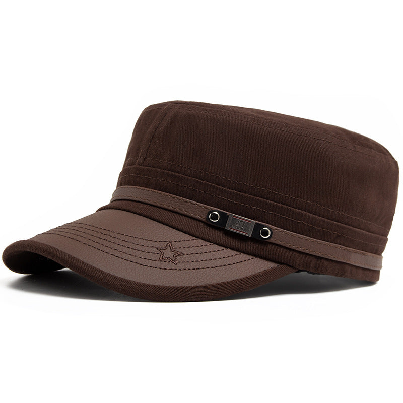 Wholesale Leather Brim Fashion Soft Cotton Casual Sun Visor Military Hat