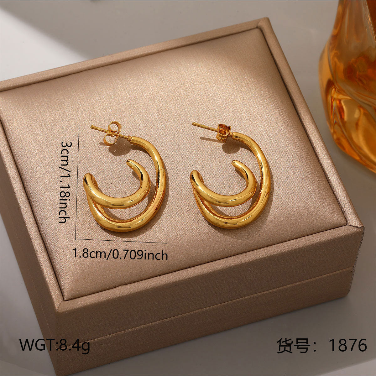Wholesale Stainless steel gold heart gold earrings