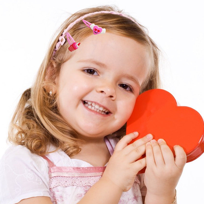 Wholesale Valentine's Day Children's Hairpin PVC Soft Glue Pink Hairpin