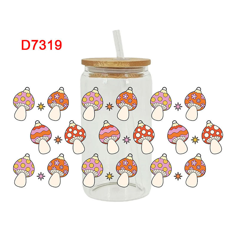 Wholesale Colorful succulent flowers  16oz Cup UV DTF Wraps