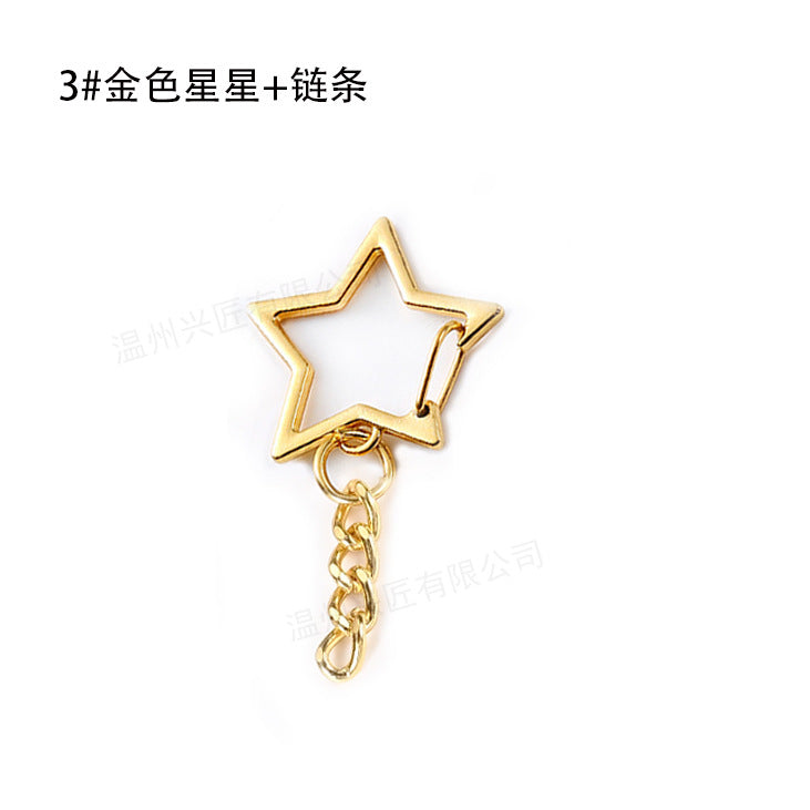 Metal DIY Five-pointed Star Clip Keychain