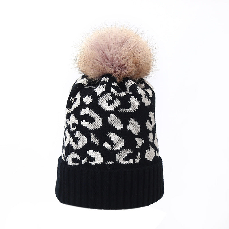 Wholesale Winter Beanie Leopard Print Warm Knitted Hat
