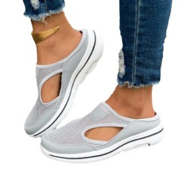 Wholesale Large Size Hollow Mesh Cover Women's Summer Heel-free Slippers