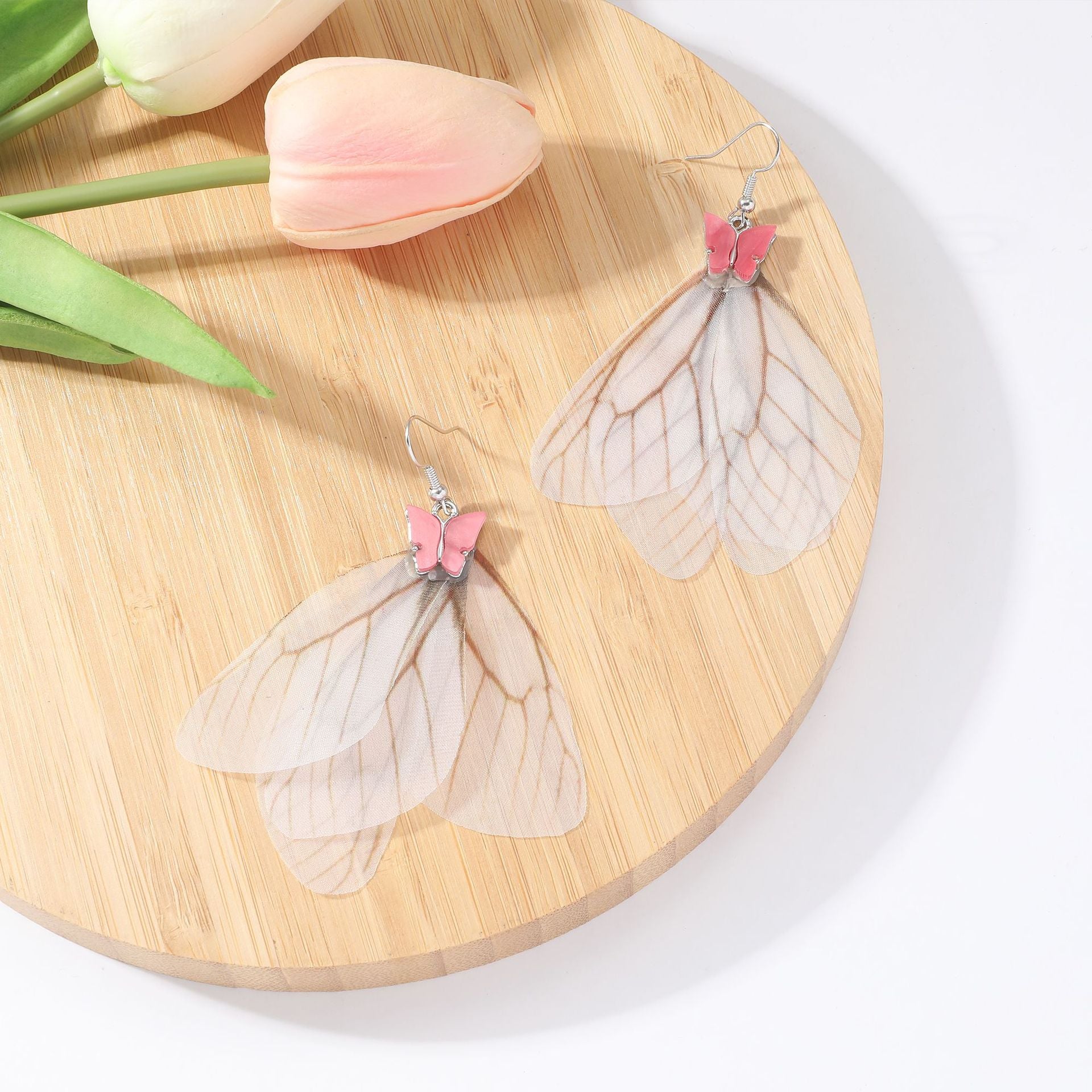 Wholesale Butterfly Wings Fringed Acrylic Earrings