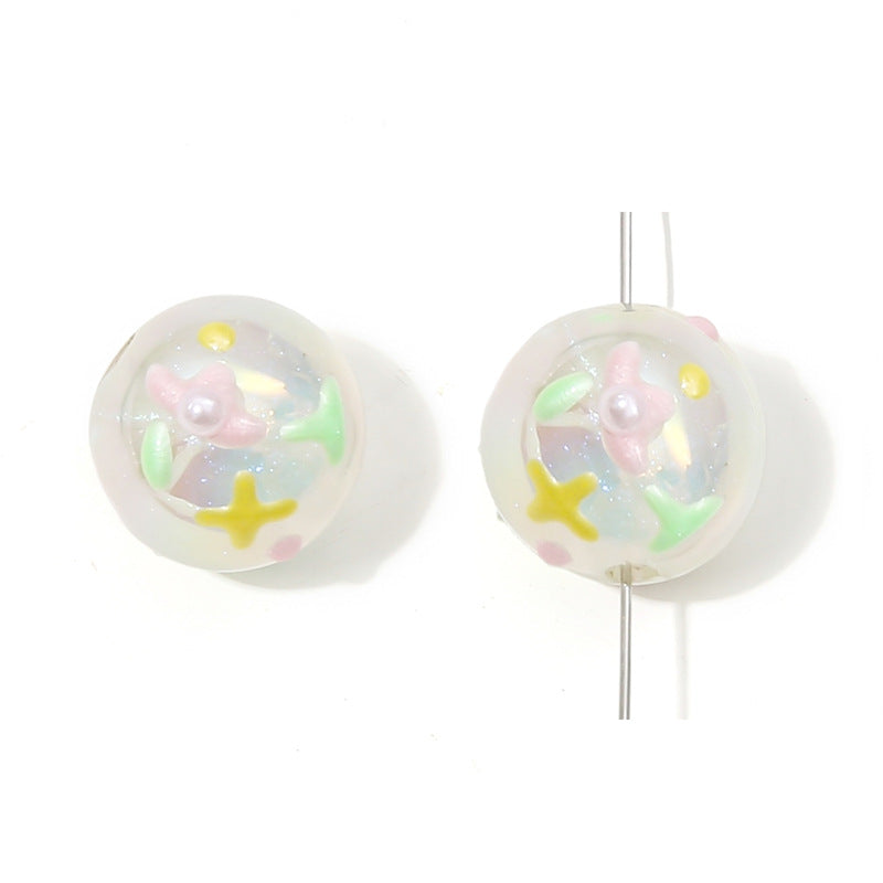 Wholesale  Acrylic Colorful Graffiti Round Beads Rabbit Beads