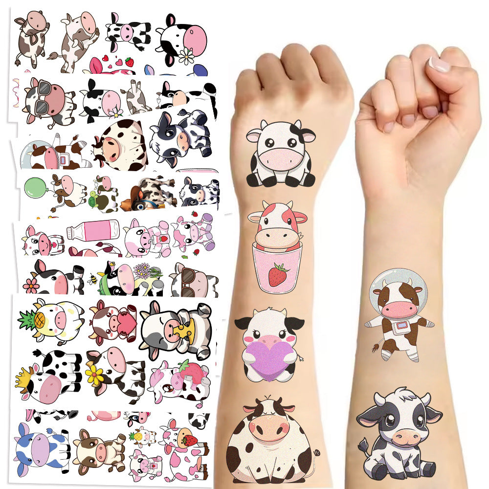 Wholesale 10pcs/pack Western Cow Tattoo Sticker Waterproof Party Gift Funny Fun Face Sticker Cross-border