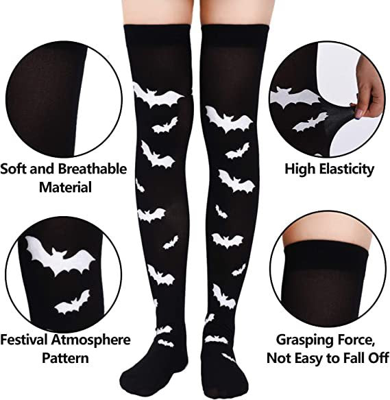 Wholesale Halloween Orange Bat Skeleton Socks