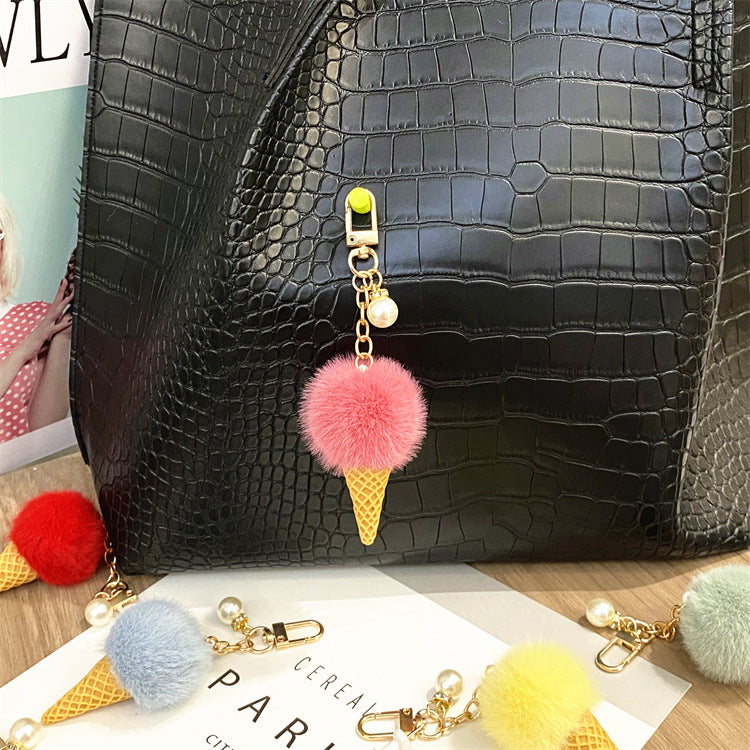 Wholesale Pearl Ice Cream Keychain Plush Car Keychain