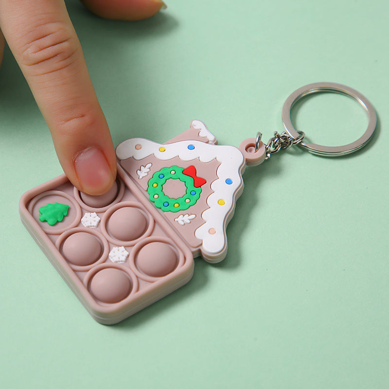 Wholesale New Bubble Music Christmas Unzip Silicone Keychain