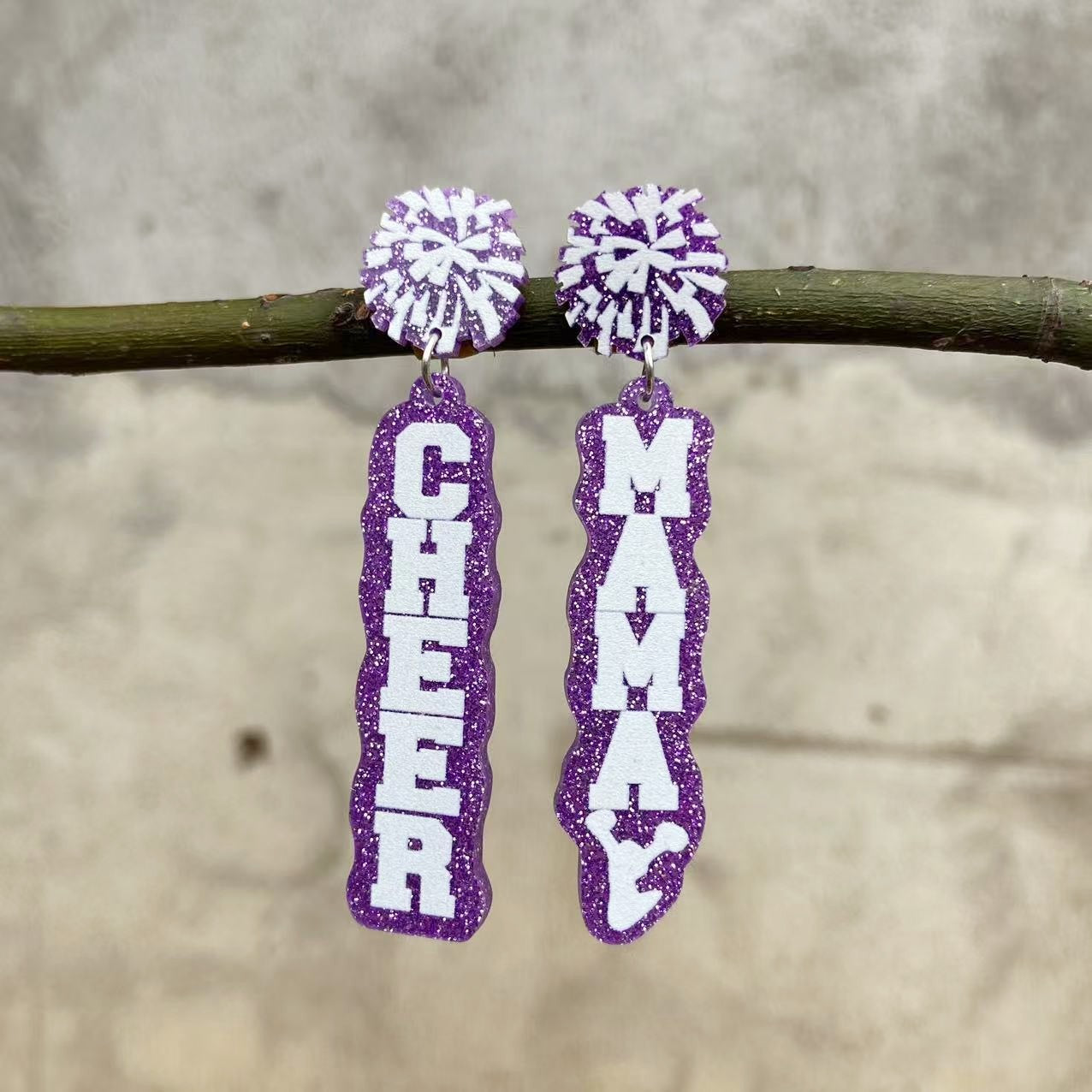 Wholesale Printed Earrings Glitter Cheer Mama Letters Holiday Gift Acrylic Earrings