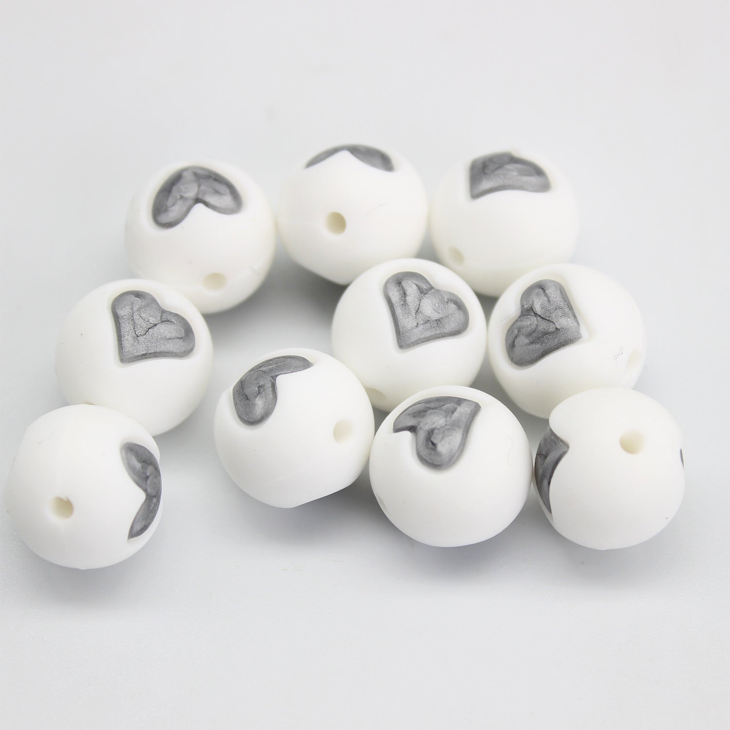 Wholesale 20pcs Love Silicone Beads 15mm DIY Colored Teething Round Beads