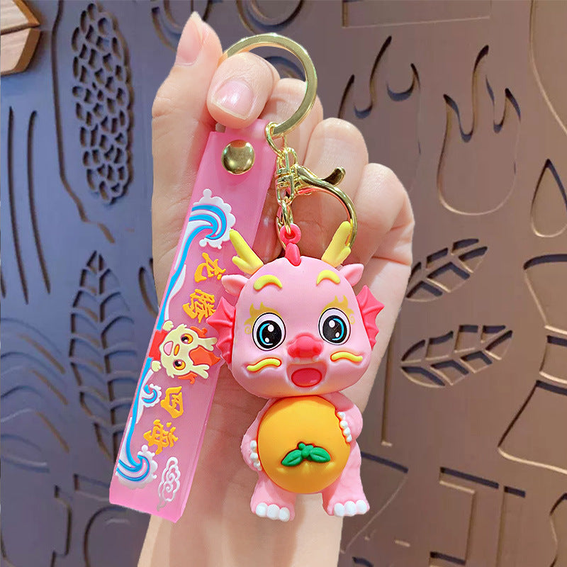 Wholesale PVC Cute Cartoon Fruit Dragon New Year Keychain
