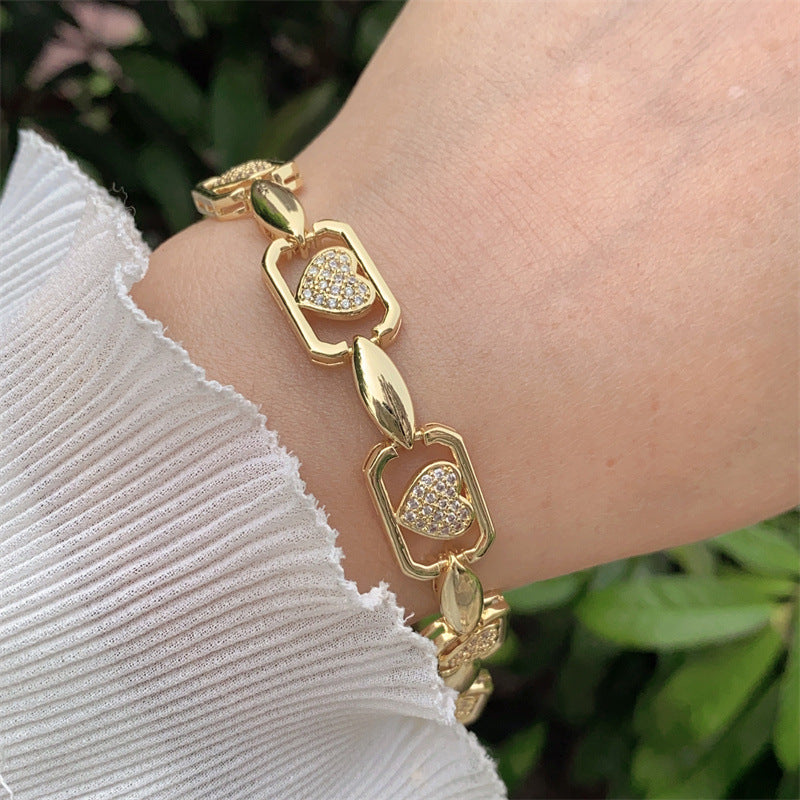 Wholesale Copper Plated 18K Gold Colorful Zirconium Oil Drop Bracelet