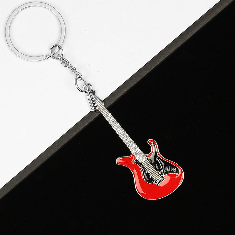 Wholesale Music Festival Metal Instrument Colorful Guitar Keychain