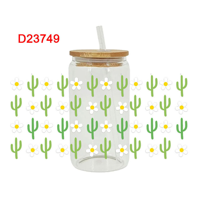 Wholesale colorful flowers 16oz Cup UV DTF Wraps