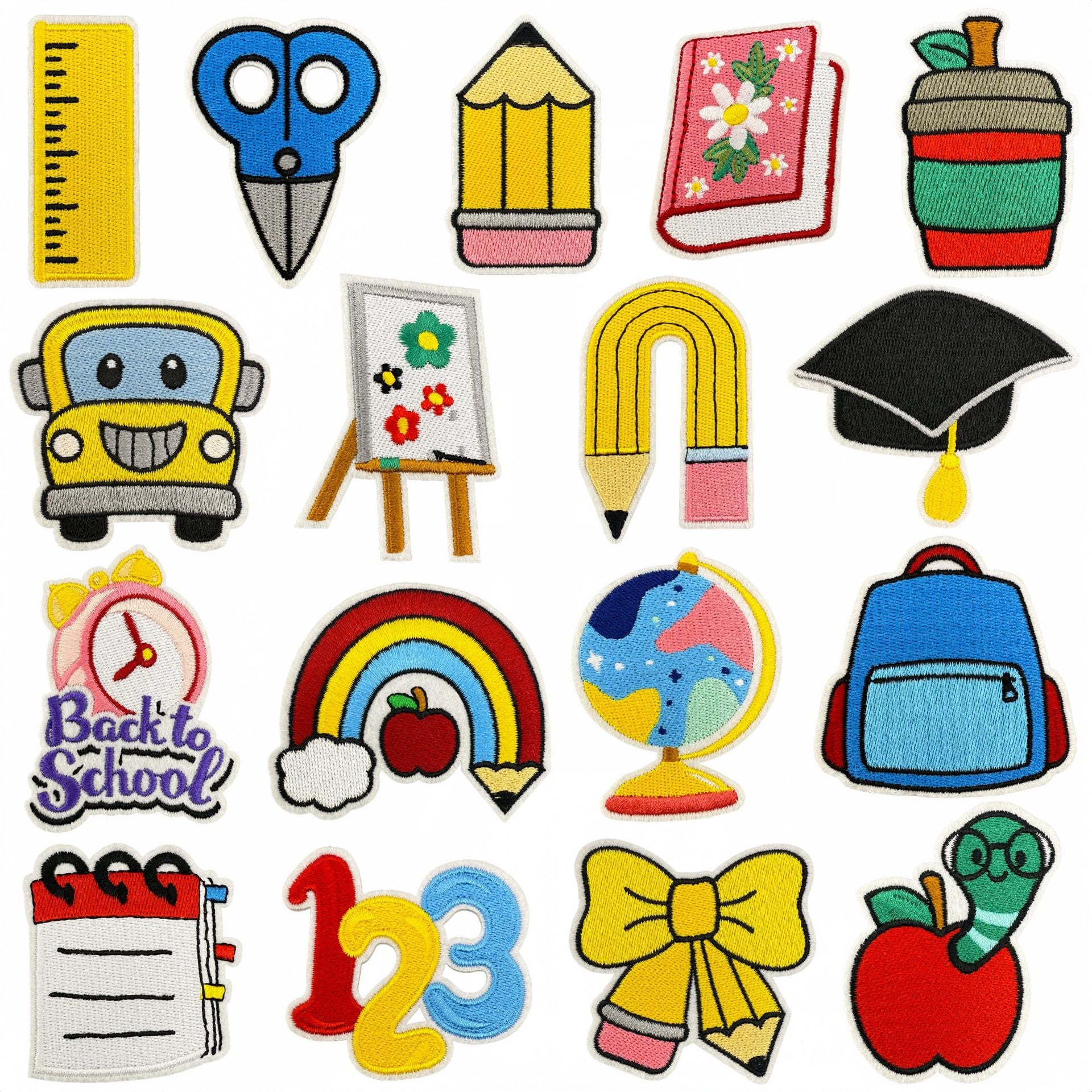Wholesale Decorative Cartoon School Embroidery Patch Iron On Sewing Applique For DIY Fashion Accent And Gift