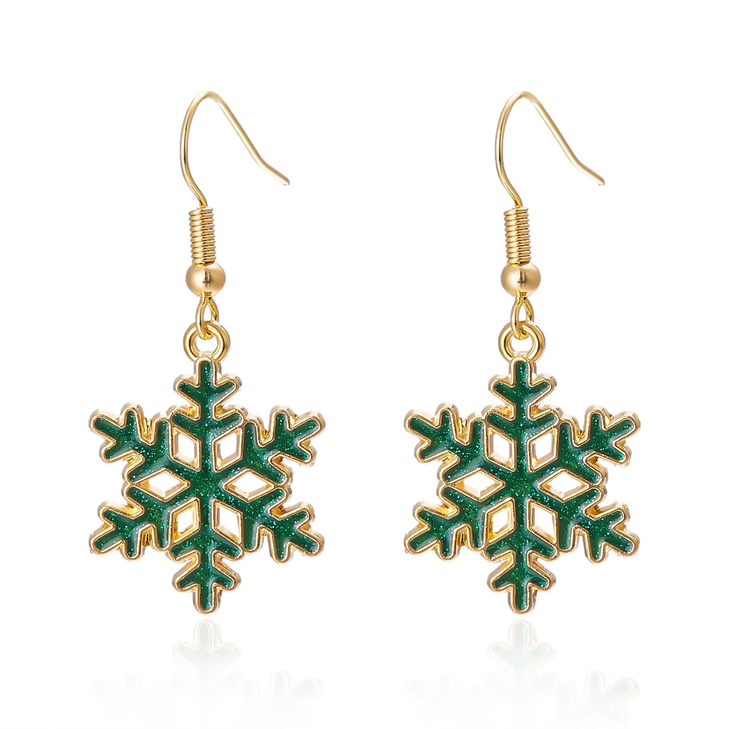Wholesale Christmas Gold Sequin Snowflake Alloy Earrings