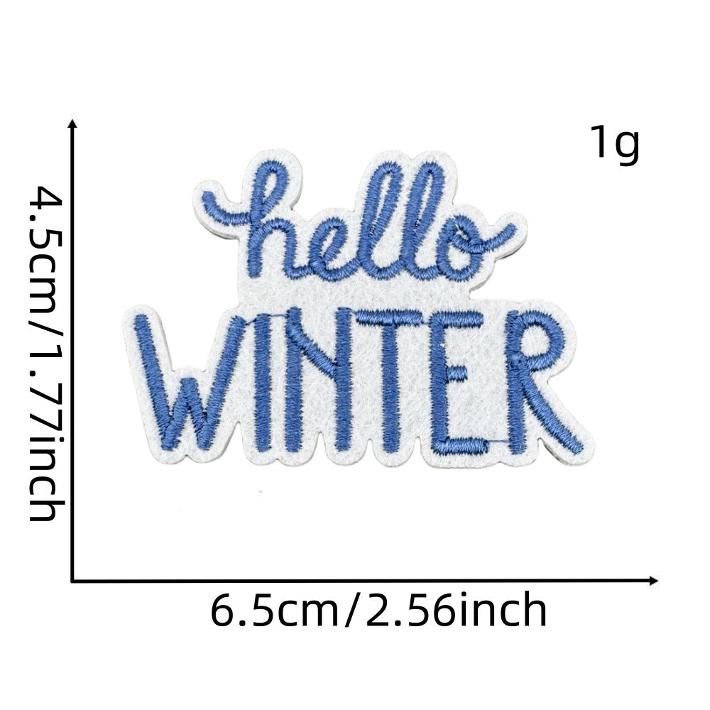 Wholesale Chic Blue Doodle Christmas Embroidery Patches Clothing Applique Stickers DIY Fashion Accessory Gift