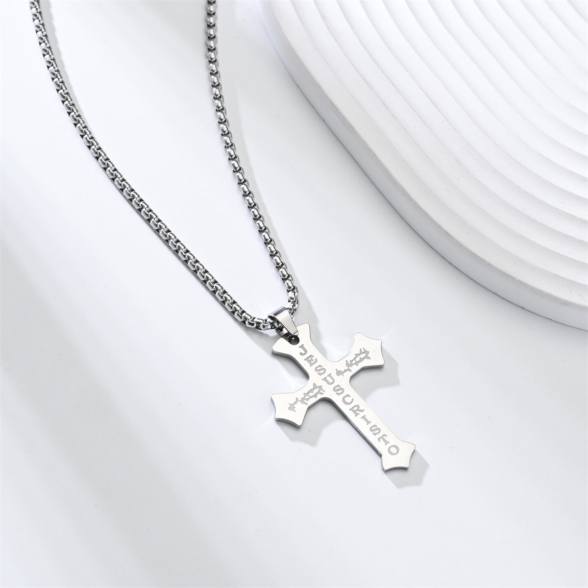 Wholesale Street Hip-Hop Titanium Steel Black Cross Necklace
