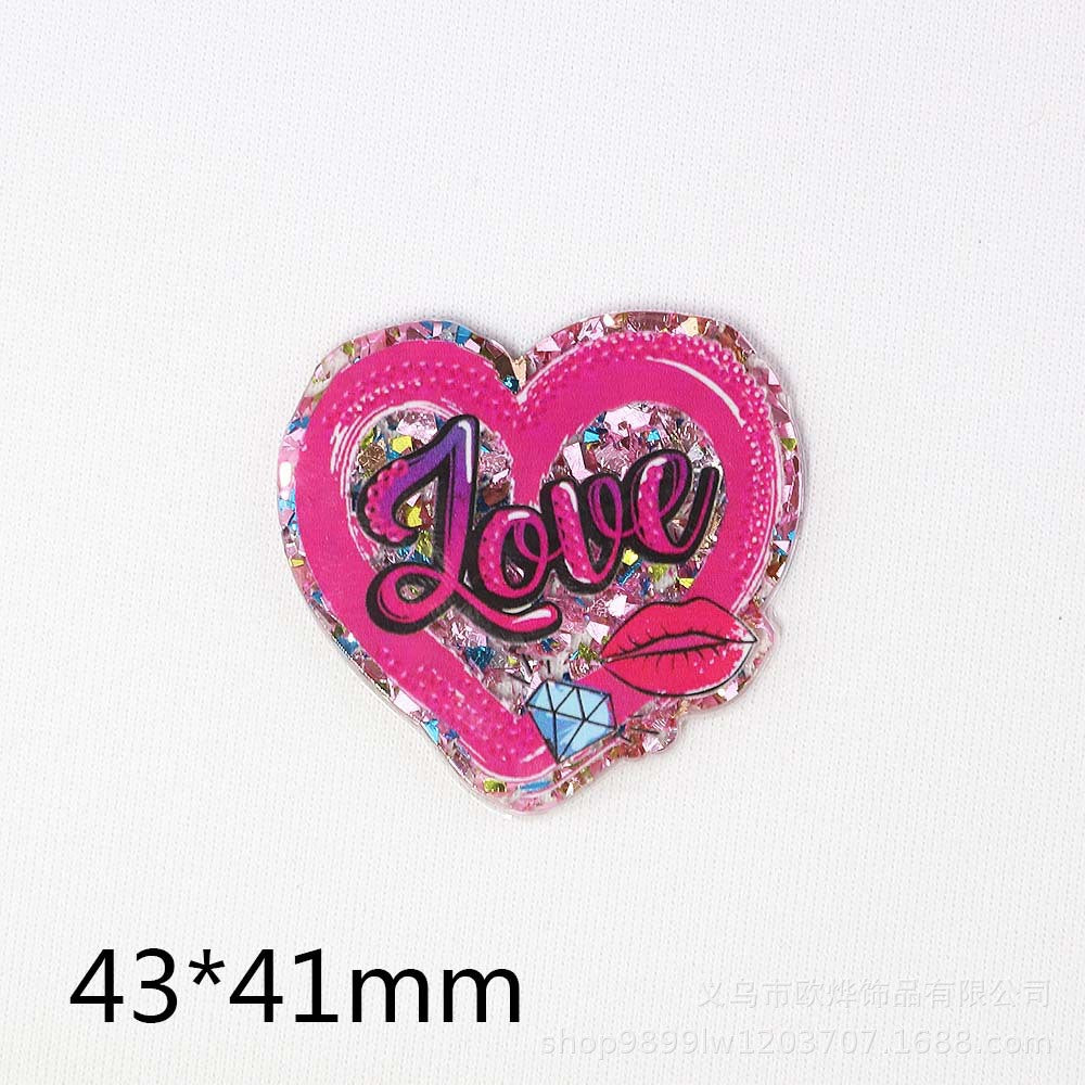 Wholesale 10pcs/pack Cartoon letter heart bag accessories Acrylic Flatback