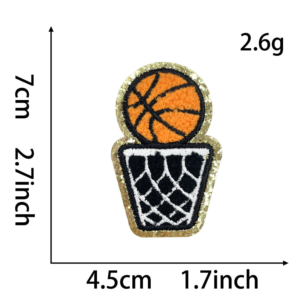 Wholesale Love Basketball Theme Patch Gold Edge Embroidered Iron On DIY Accessory For ets