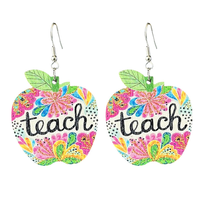 Wholesale Teacher Appreciation Week Graduation Season Textured Wood Earrings