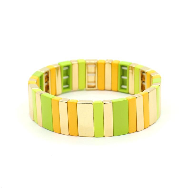 Pulseras de arco iris rectangulares geométricas de aleación de aleación al por mayor