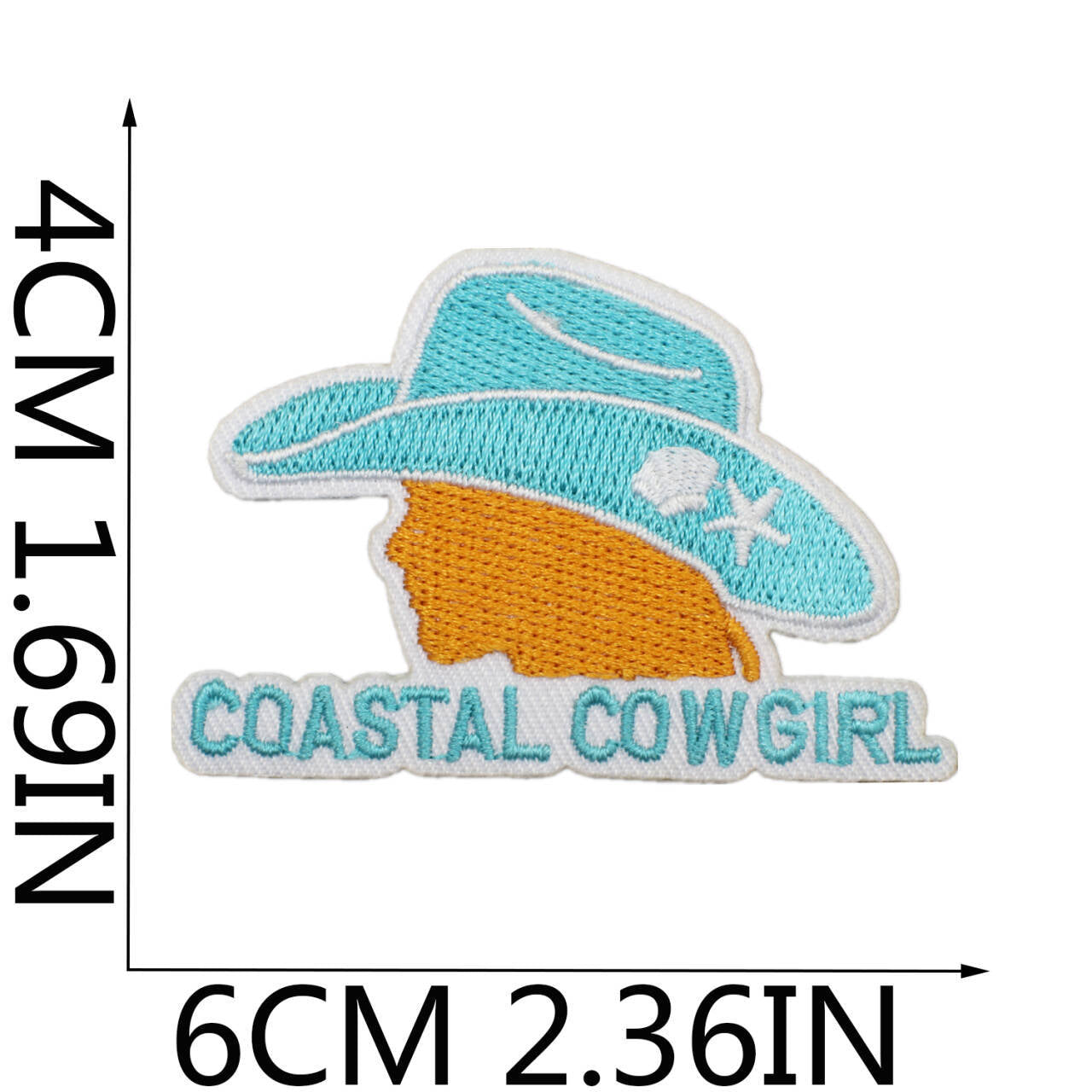 Wholesale Western Cowboy Shell Embroidered Patch Polyester Heat Transfer Applique For Clothing Casual Decorative Accent And Resale