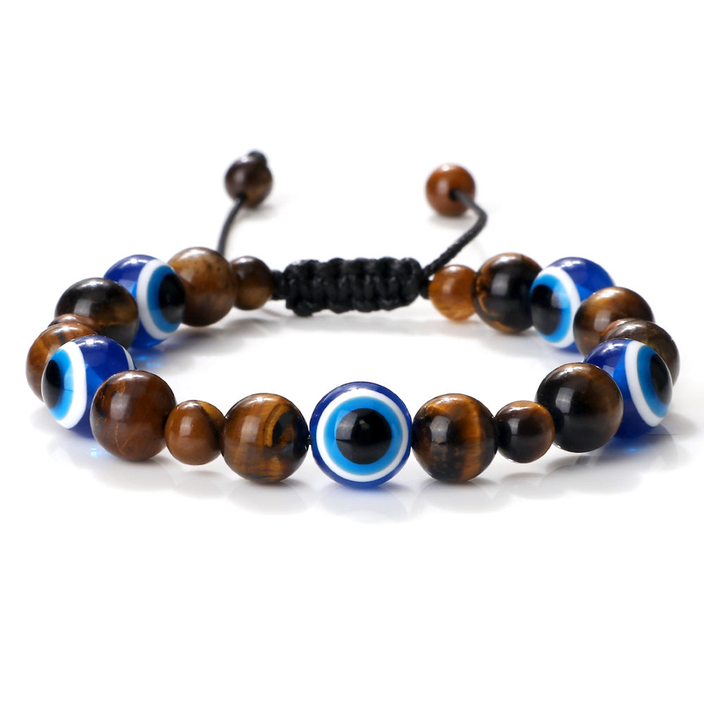 Wholesale  Jewelry Accessories 10mm Volcanic Rock Bracelet Turkey Devil' s Eye Beaded Hand Rope Adjustable