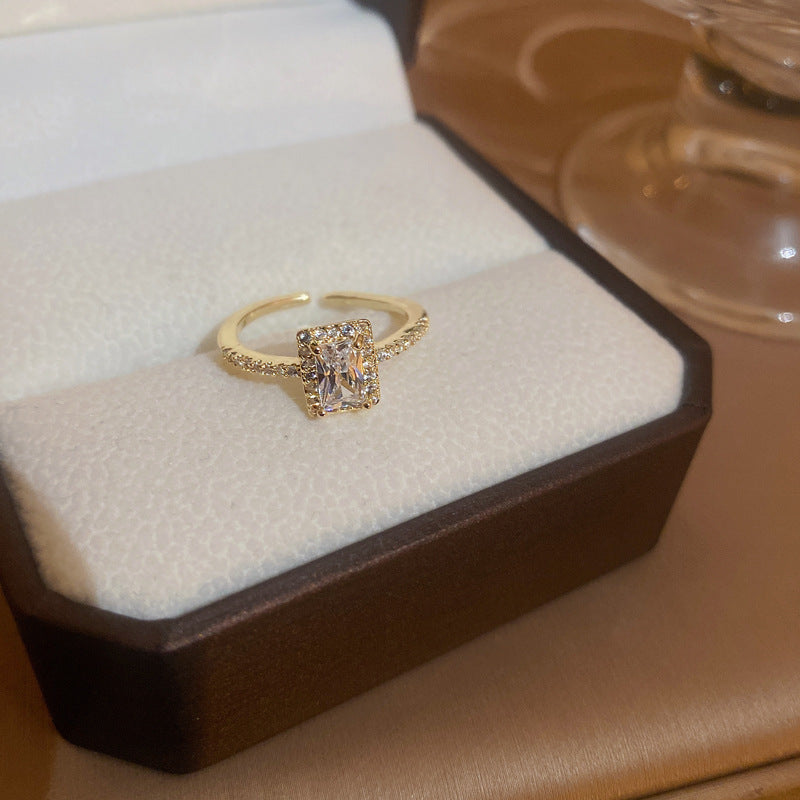 Wholesale Diamond Inlaid Zircon Geometric Opening Metal Rings