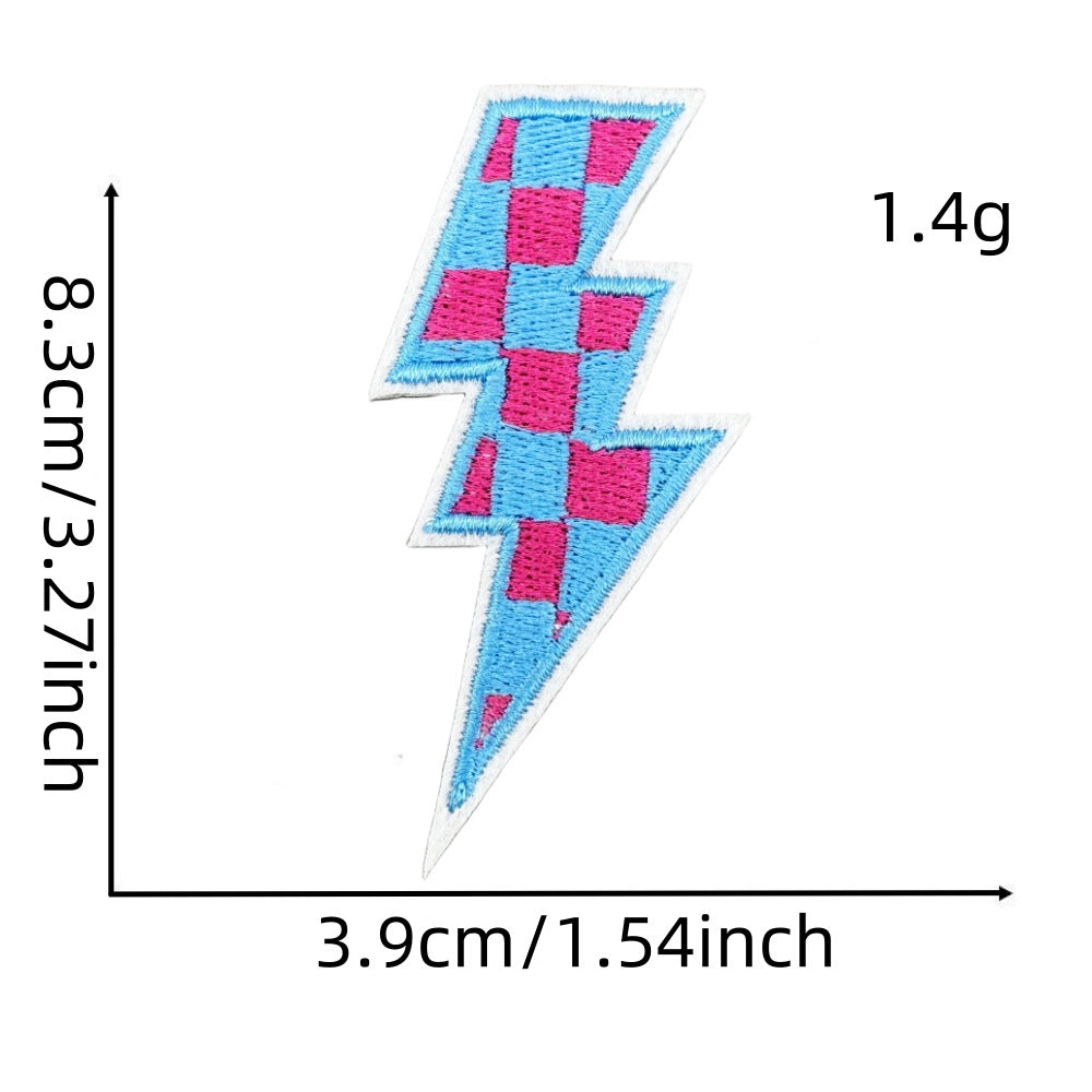 Wholesale  Colorful Lightning Plaid Pattern Embroidery Cloth  DIY Patches