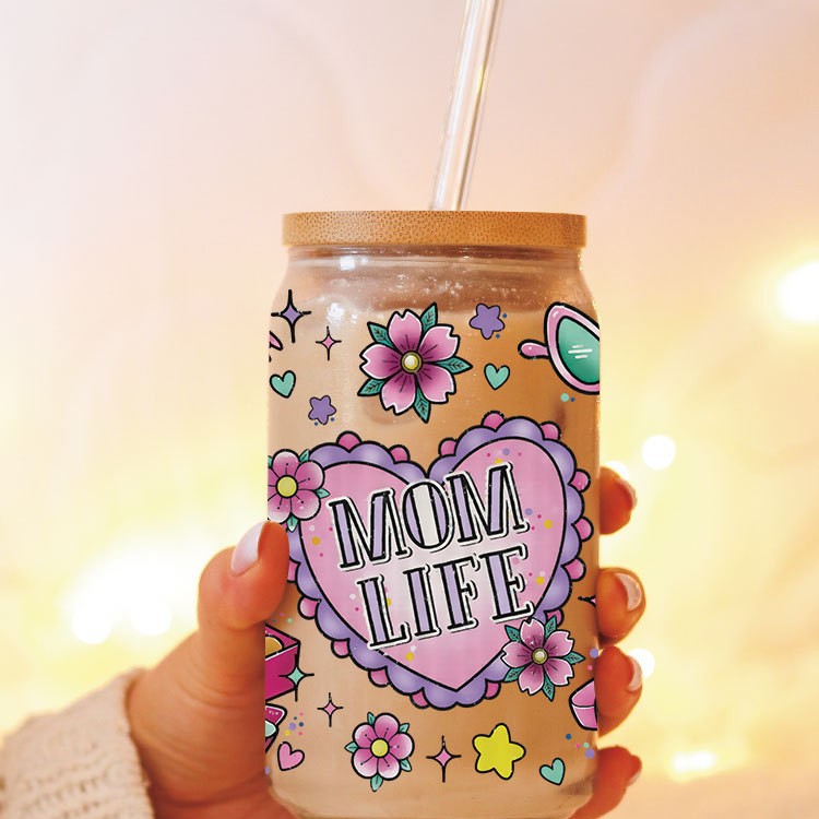 Wholesale Mother's Day Colorful Flowers Series 16oz Cup UV DTF Wraps