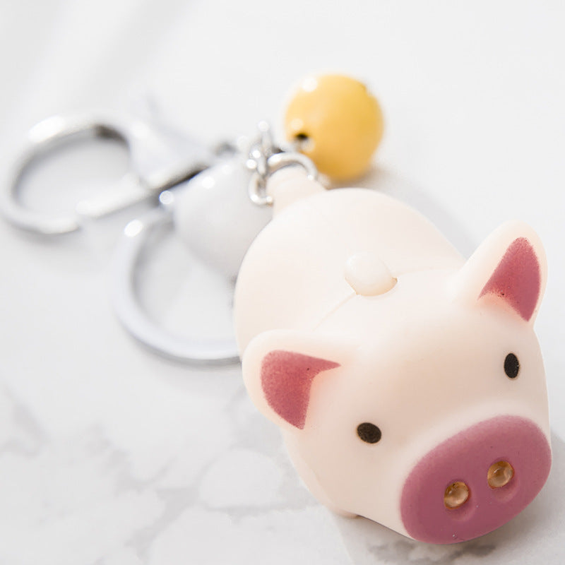 Caricatura al por mayor Cartoon Piggy LED e iluminación de llavero