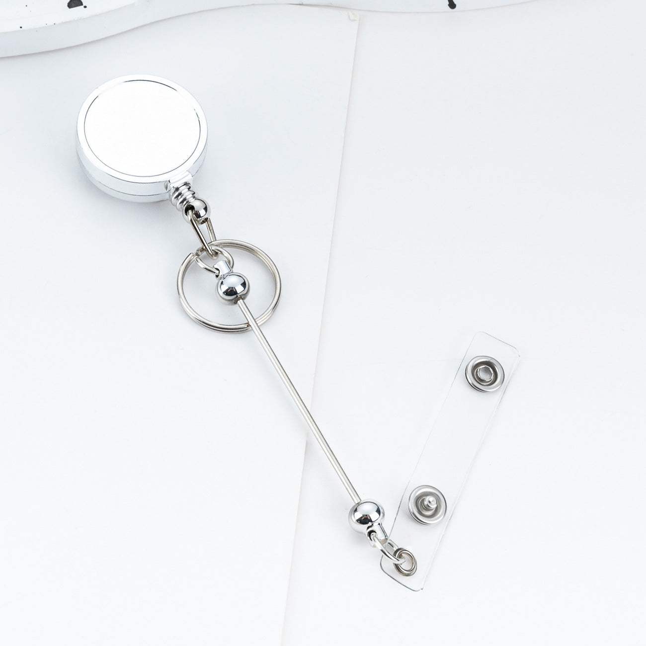 Wholesale Beadable DIY retractable card holder with beaded metal smooth Badge Reels