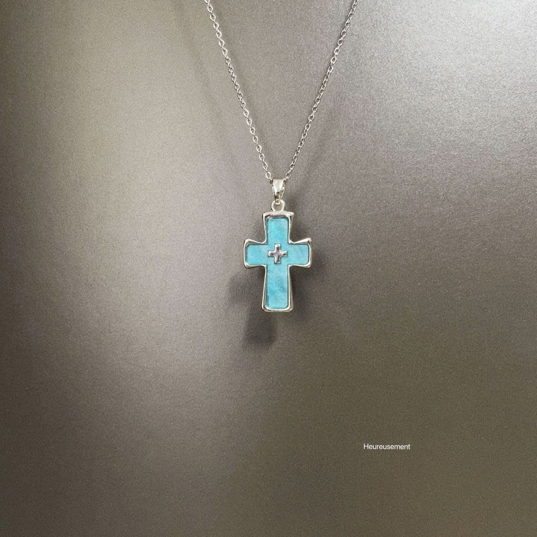 Wholesale Color printed card cross moon cartoon cat necklace