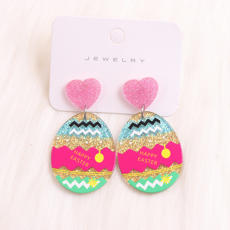 Wholesale Easter Egg Floral Rabbit Acrylic Earrings