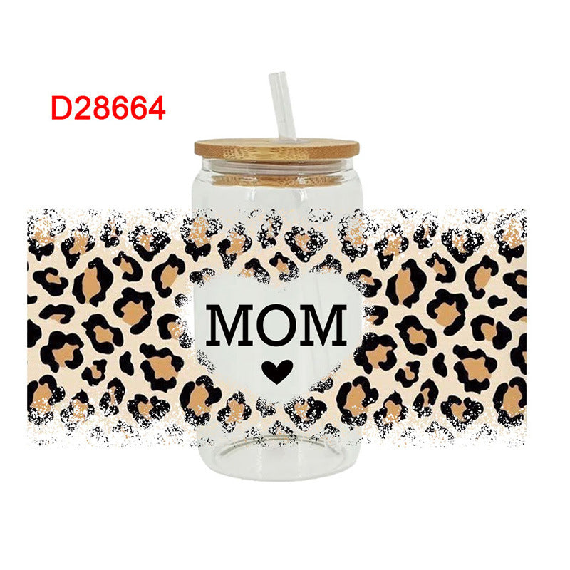 Wholesale Flower Leopard Pattern Mother's Day  16oz Cup UV DTF Wraps