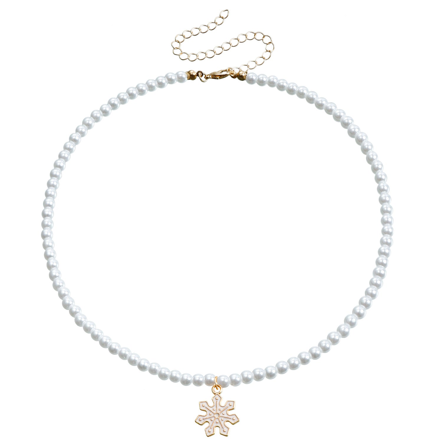 Wholesale Pearl Drop Oil Snowflake Bell Christmas Tree Necklace Sweater Chain