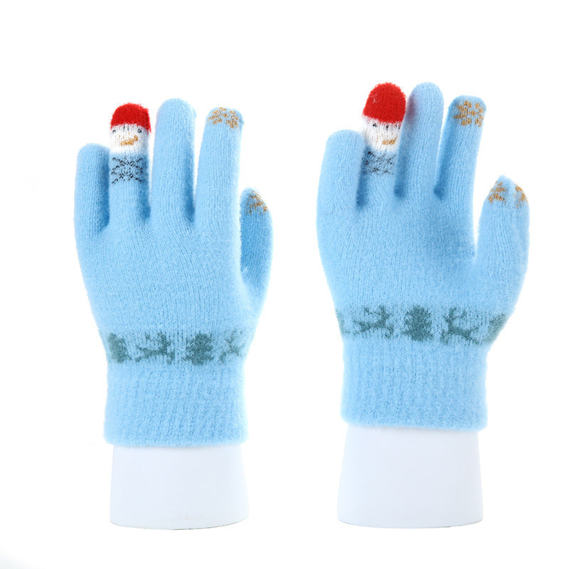 Wholesale Autumn and Winter Christmas Snowman Touch Screen Knitted Plush Gloves