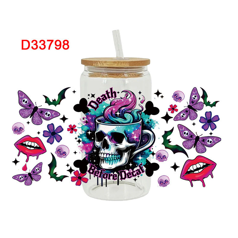 Wholesale Skull cup 16oz Cup UV DTF Wraps