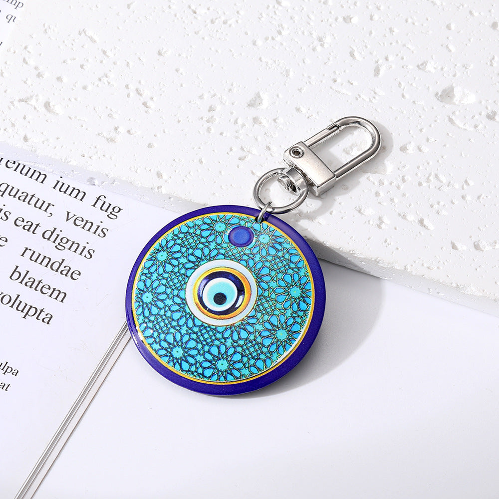 Al por mayor 5 piezas/paquete Bohemian Devil's Eye Plate Keychain