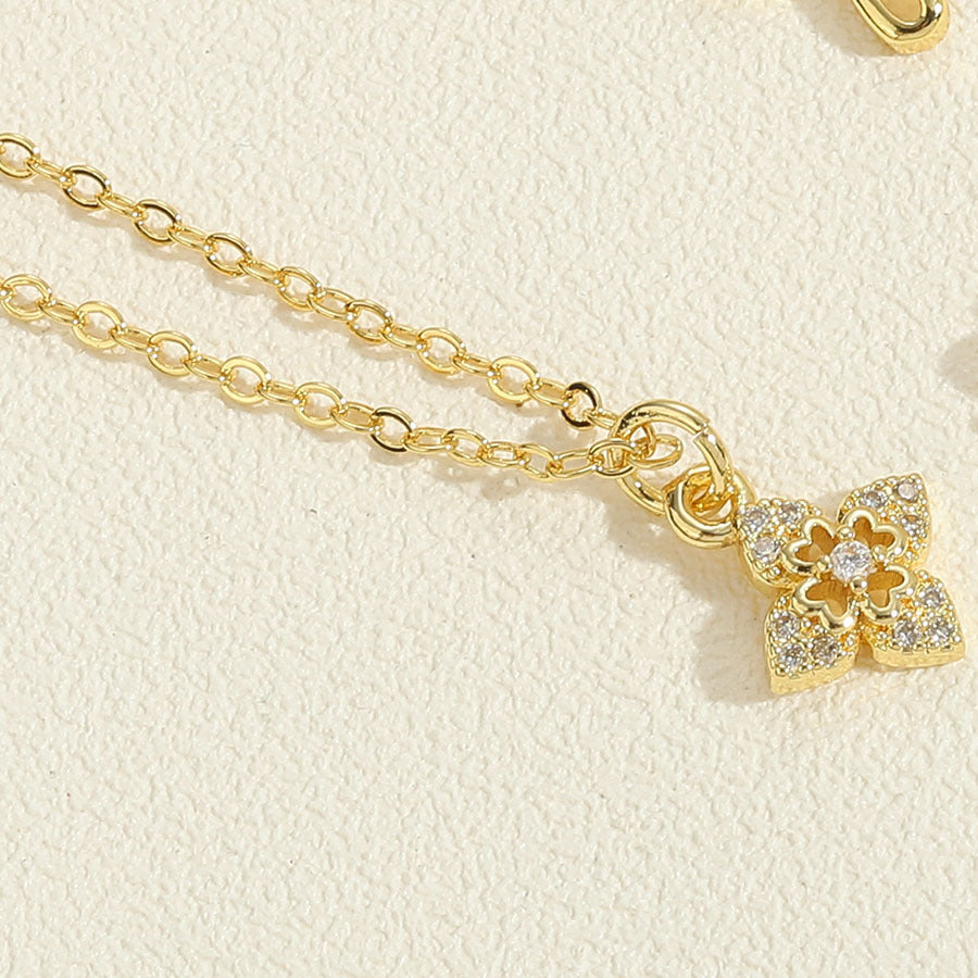 Wholesale Four Leaf Clover Cross Zircon Pendant Necklace