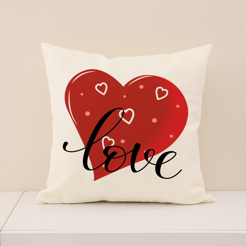 Wholesale Red  Heart Print Pillowcase Valentine' s Day Set Pillowcase