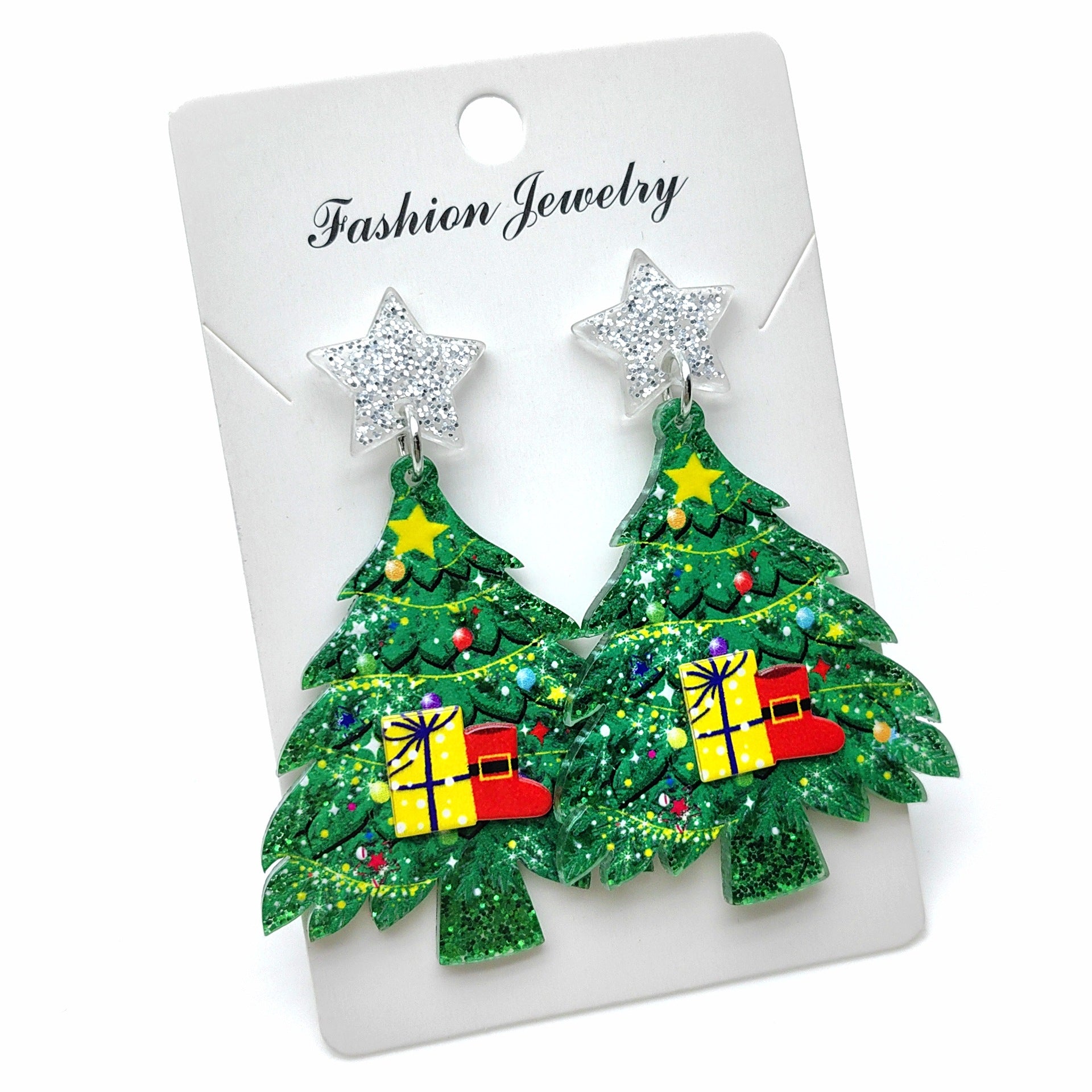 Wholesale 3pcs/pack Christmas tree bells bright color holiday party earrings