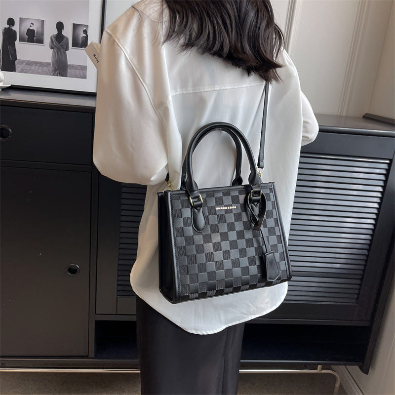 Wholesale Plaid Simple PU Large Capacity Shoulder Tote Bag