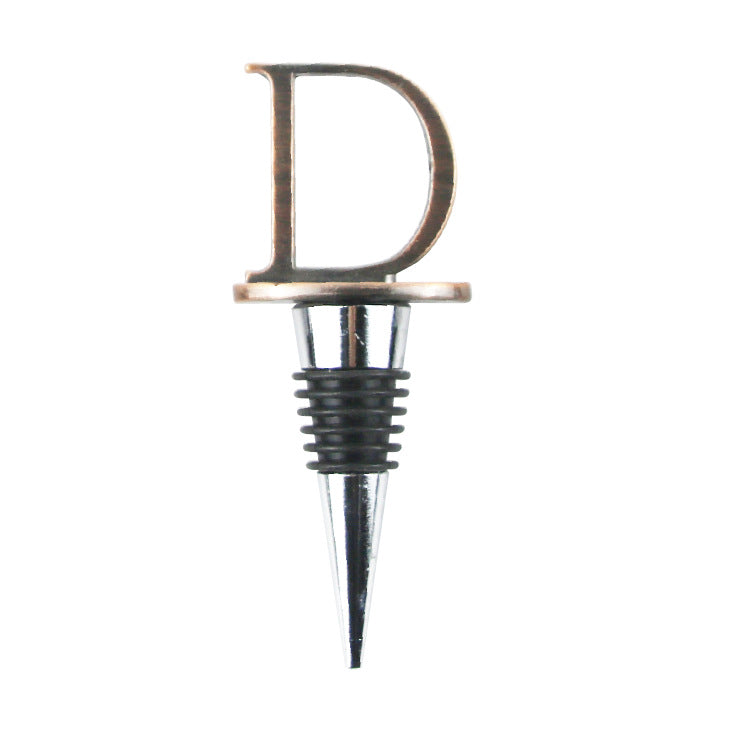 Wholesale Zinc Alloy 26 English Letter Wine Stopper Bottles