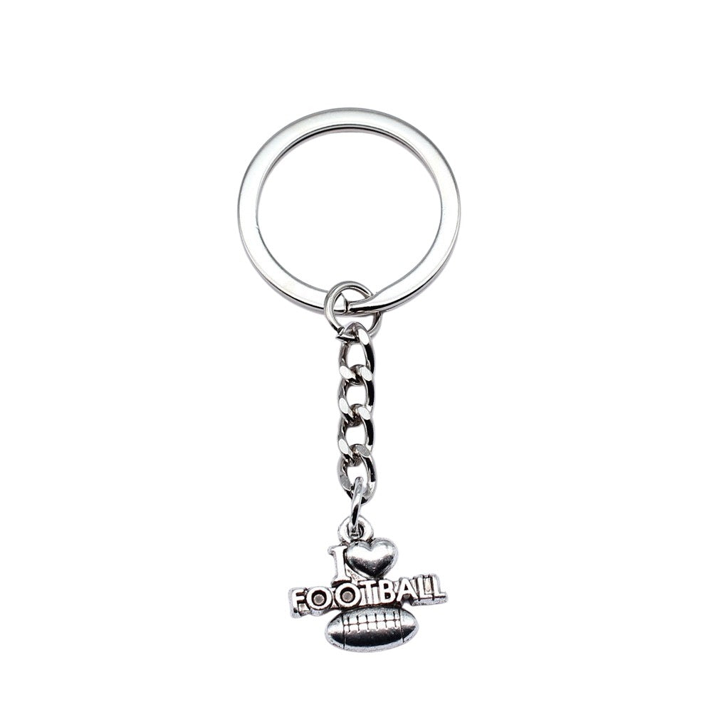 Wholesale 10PCS I Love Football Metal Keychain