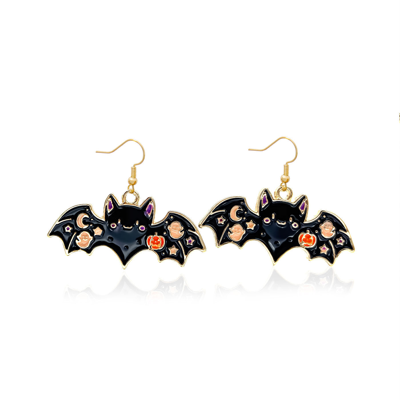 Wholesale   Web Pumpkin Stud Earrings Trendy Rhinestone Cartoon Jewelry Accessory For Party Gift